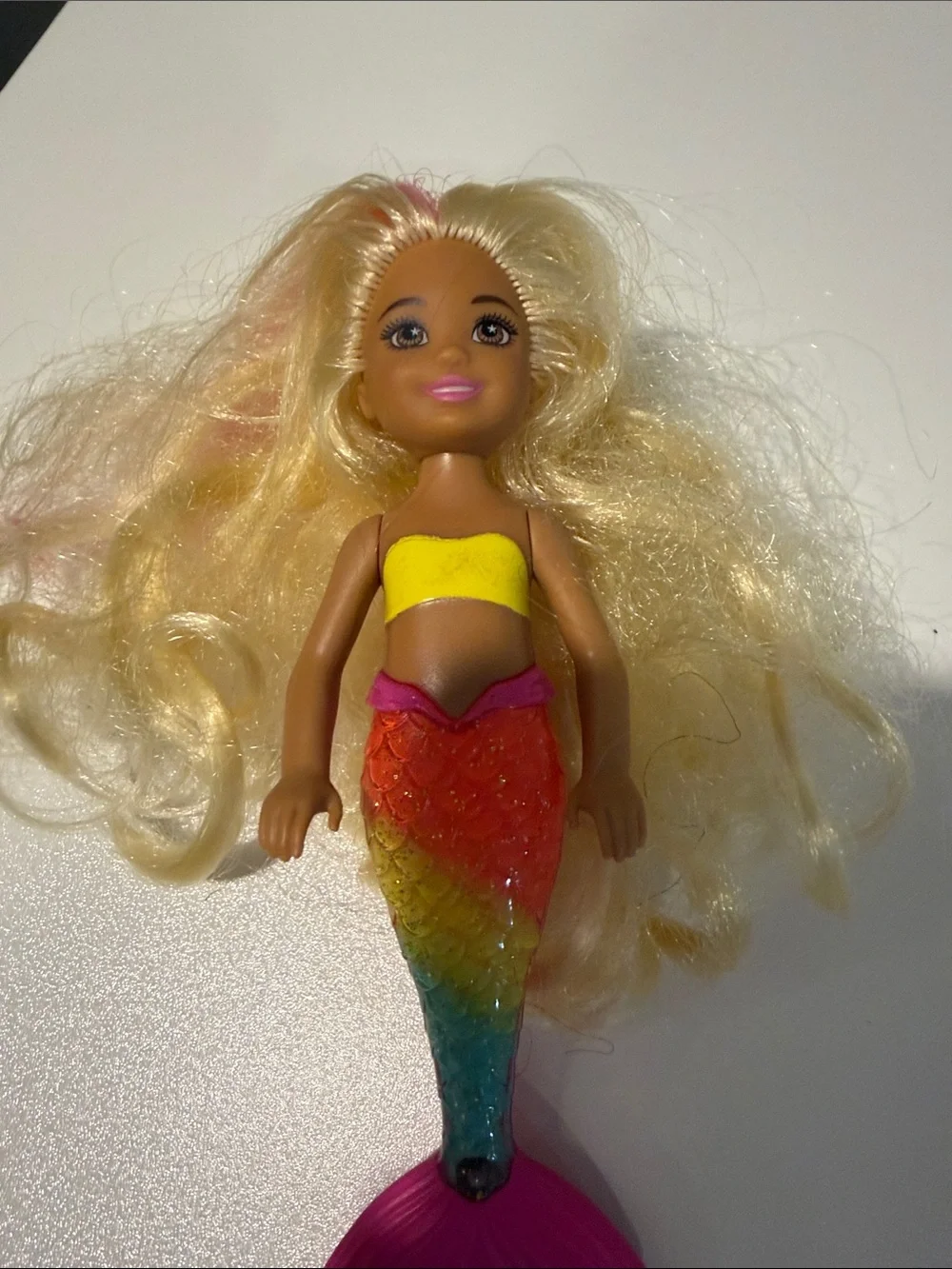 Barbie Chelsea and baby doll Lot with Rainbow, Mermaid Pink, Purple